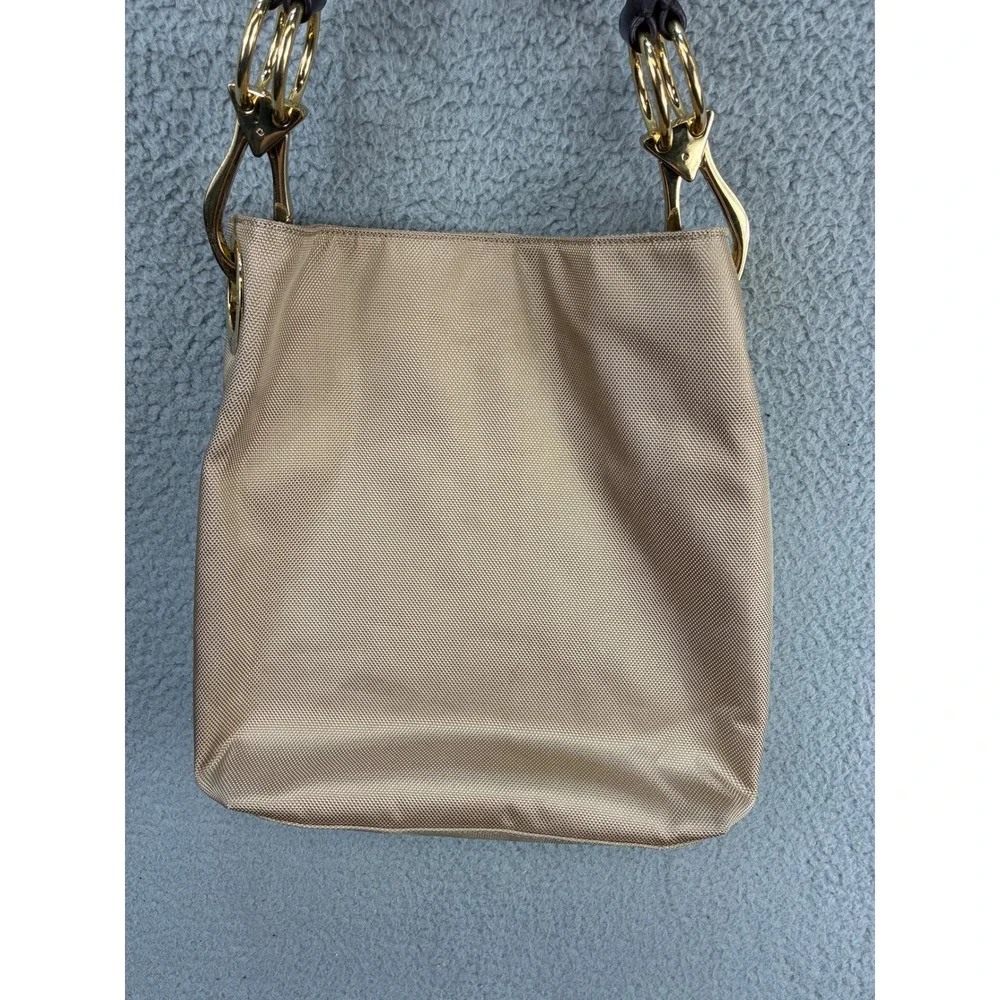 JPK Paris 75 Shoulder Bag Womens Medium Gold Canvas Leather Strap Floral
